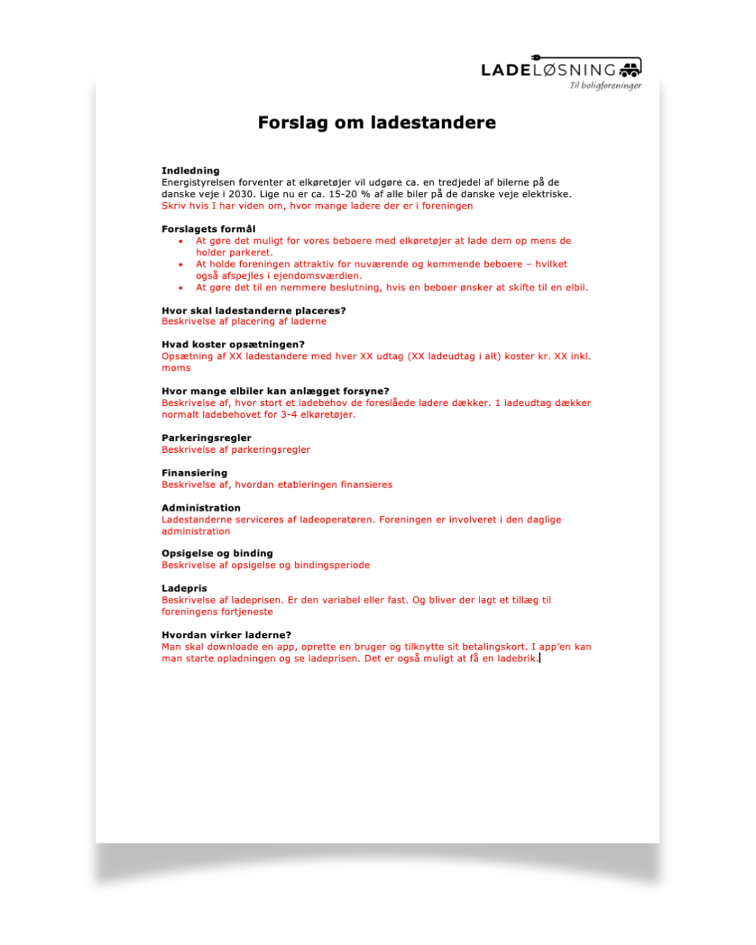 Udbudsbrev – ladeløsning