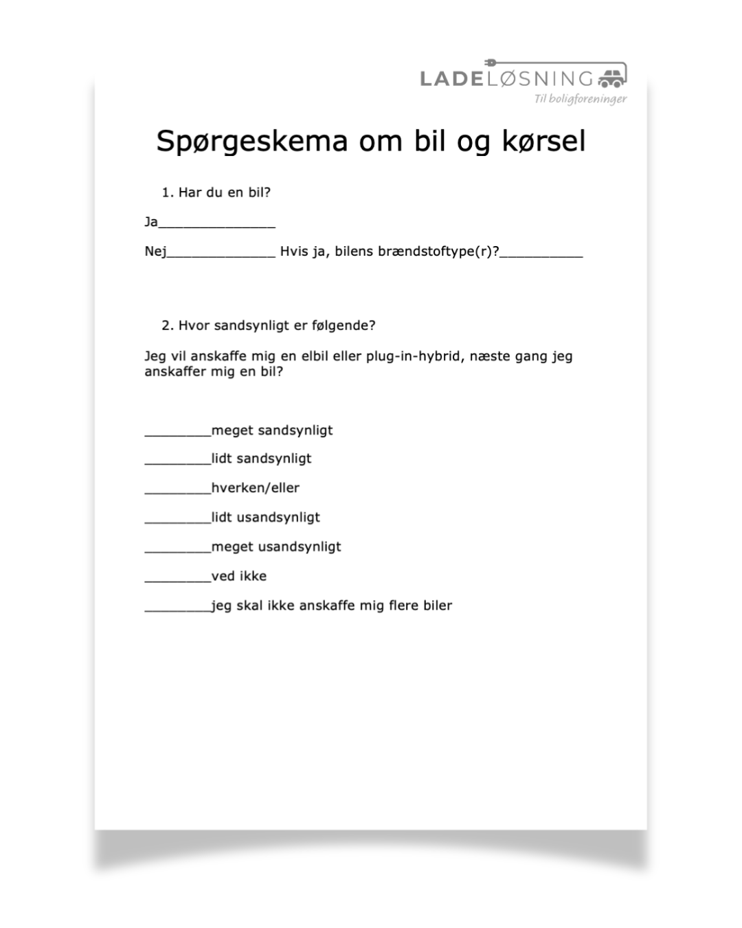 Skabelon Spørgeskema