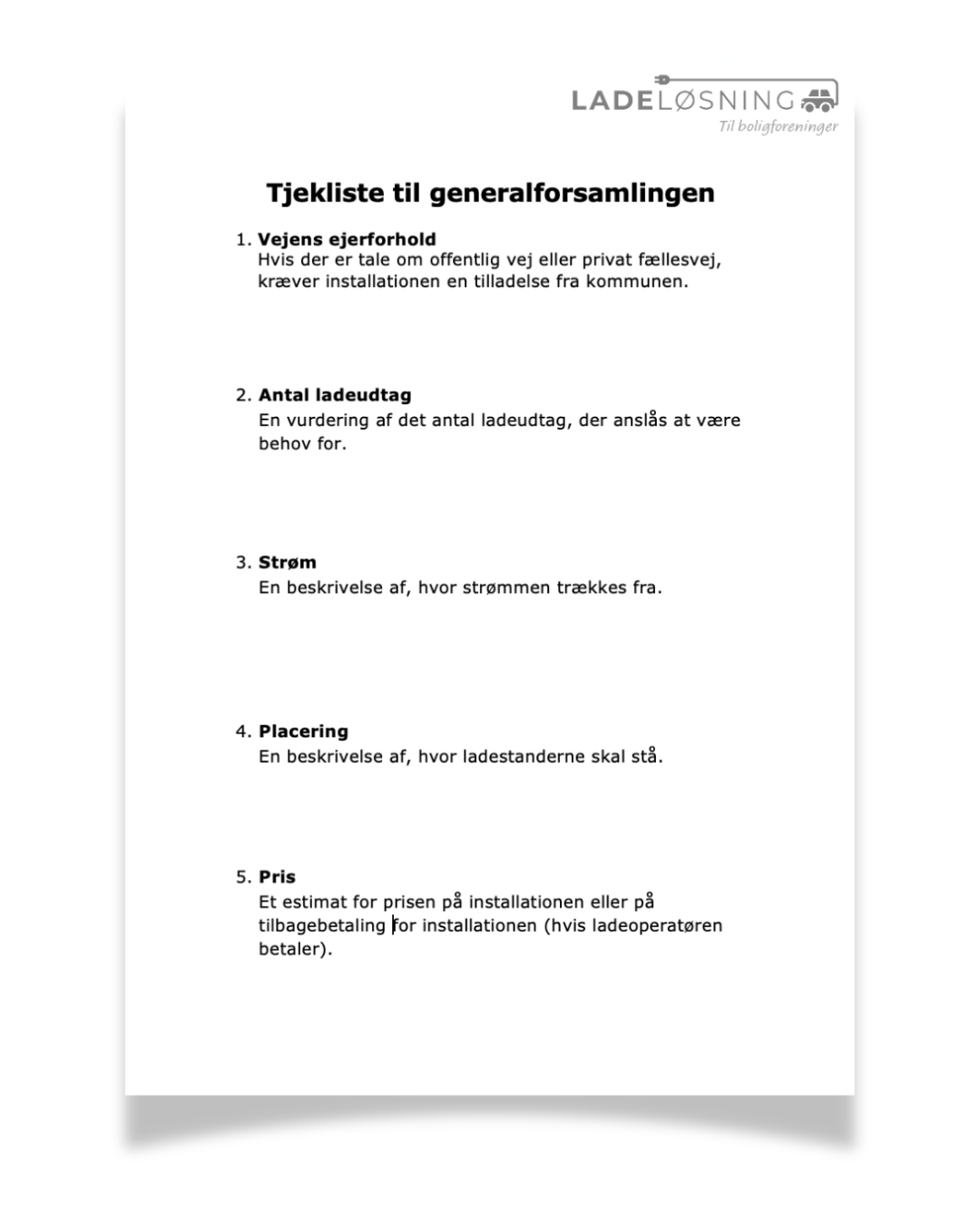 Udbudsbrev – ladeløsning