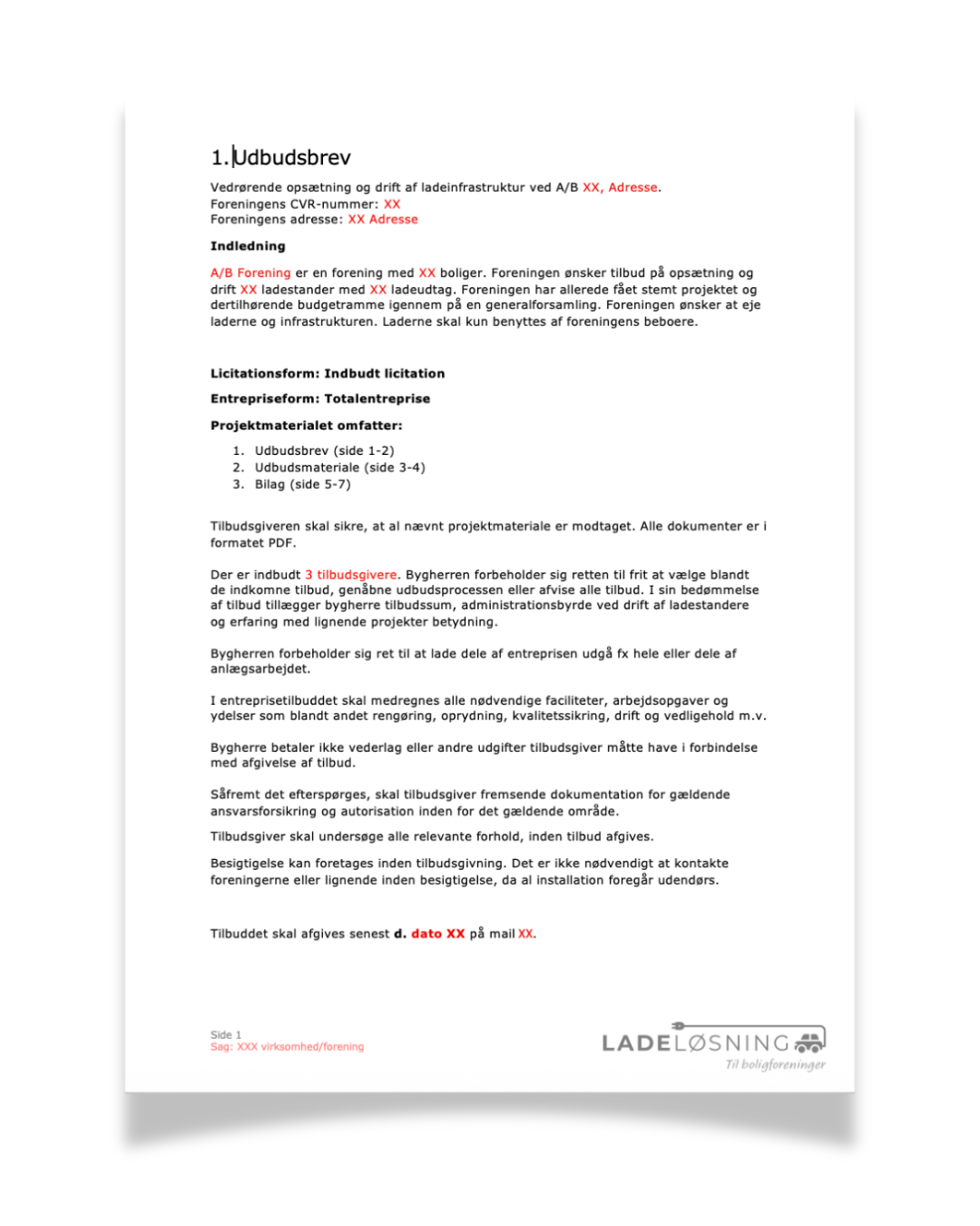 Udbudsbrev – ladeløsning